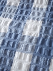 Catherine Lansfield Chambray Blue Brushed Seersucker Gingham Check Duvet Cover Set - Image 5 of 5