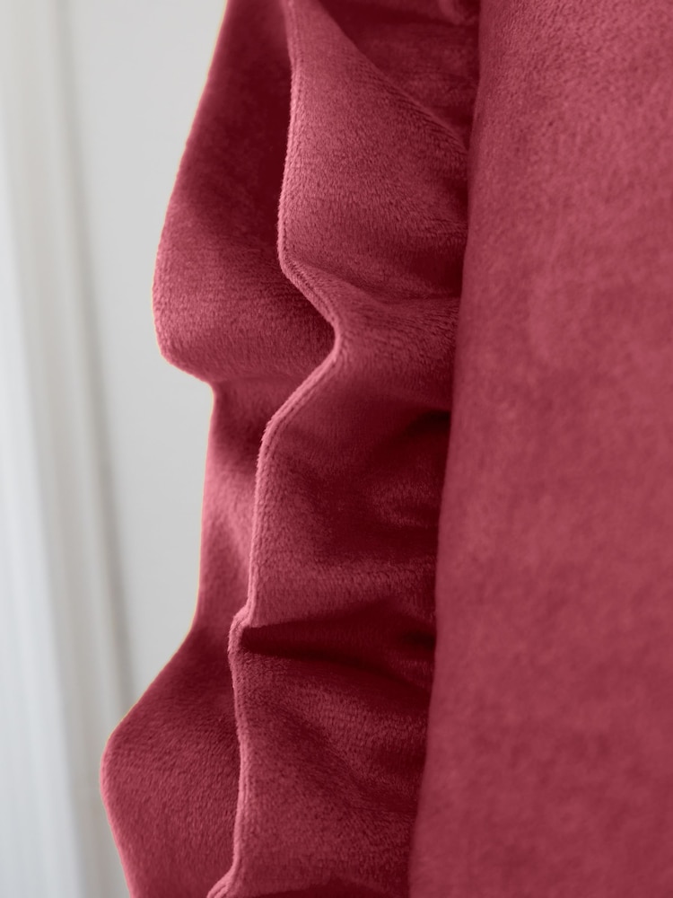Catherine Lansfield Raspberry Red So Soft Velvet Double Frill Cushion - Image 2 of 3