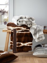 Catherine Lansfield Chocolate Flint Soft and Cosy Faux Fur Throw - Image 5 of 5