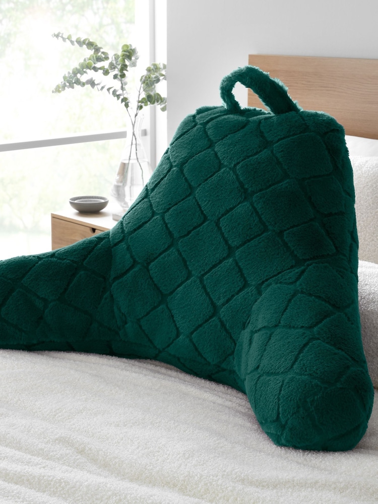 Catherine Lansfield Bottle Green Cosy and Soft Diamond Fleece Cuddle Chair Cushion Cushion - Image 1 of 3