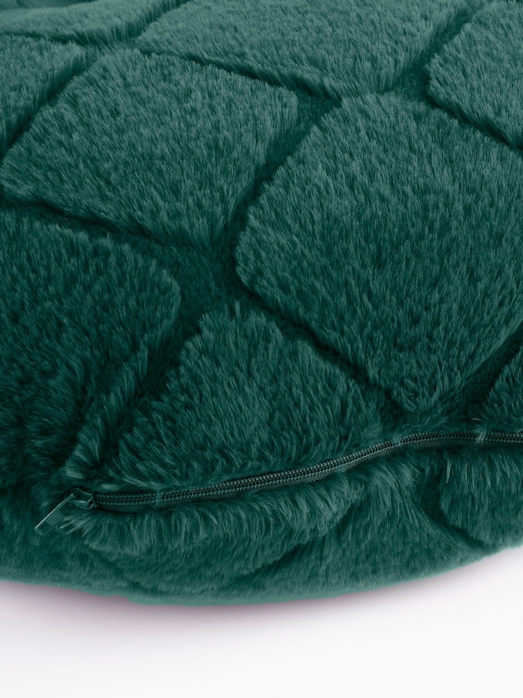Catherine Lansfield Bottle Green Cosy and Soft Diamond Fleece Cuddle Chair Cushion Cushion - Image 3 of 3