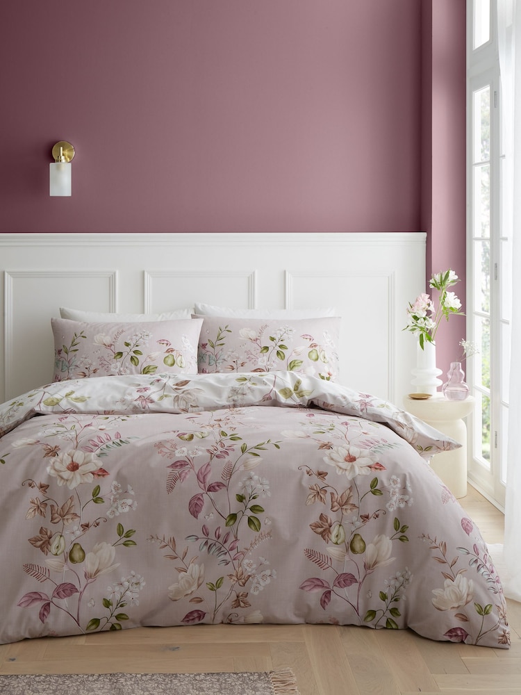 Bianca Blush Pink Francesca Floral 100% Cotton Duvet Cover Set - Image 1 of 5
