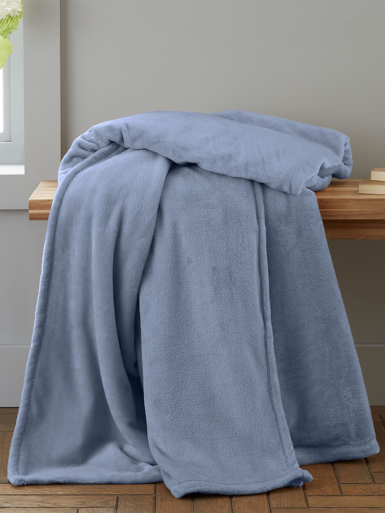 Catherine Lansfield Chambray Blue Raschel Velvet Touch Plush Extra Large Throw - Image 1 of 3 Catherine Lansfield Chambray Blue Raschel Velvet Touch Plush Extra Large Throw - Image 1 of 3