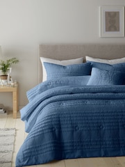 Catherine Lansfield Chambray Blue Lennon Stripe Duvet Cover Set - Image 1 of 3