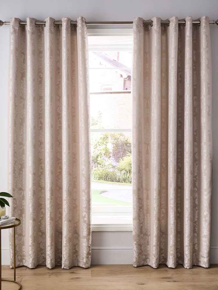 Catherine Lansfield Damask Ösenvorhänge mit Jacquard-Futter - Bild 1 von 2 Catherine Lansfield Damask Ösenvorhänge mit Jacquard-Futter - Bild 1 von 2