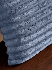 Catherine Lansfield Chambray Blue Catherine Lansfield Soft and Cosy Ribbed Cushion - Image 2 of 4