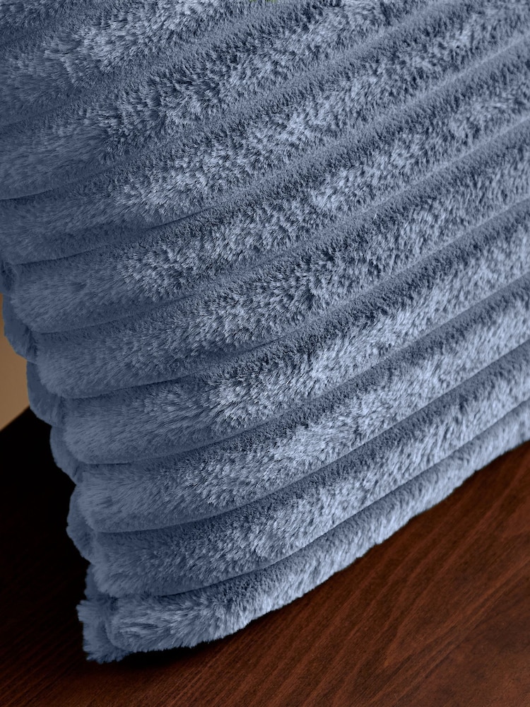 Catherine Lansfield Chambray Blue Catherine Lansfield Soft and Cosy Ribbed Cushion - Image 2 of 4