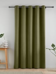 Catherine Lansfield Olive Green Wilson Thermal Fleece Lined Door Curtain Panel - Image 1 of 1