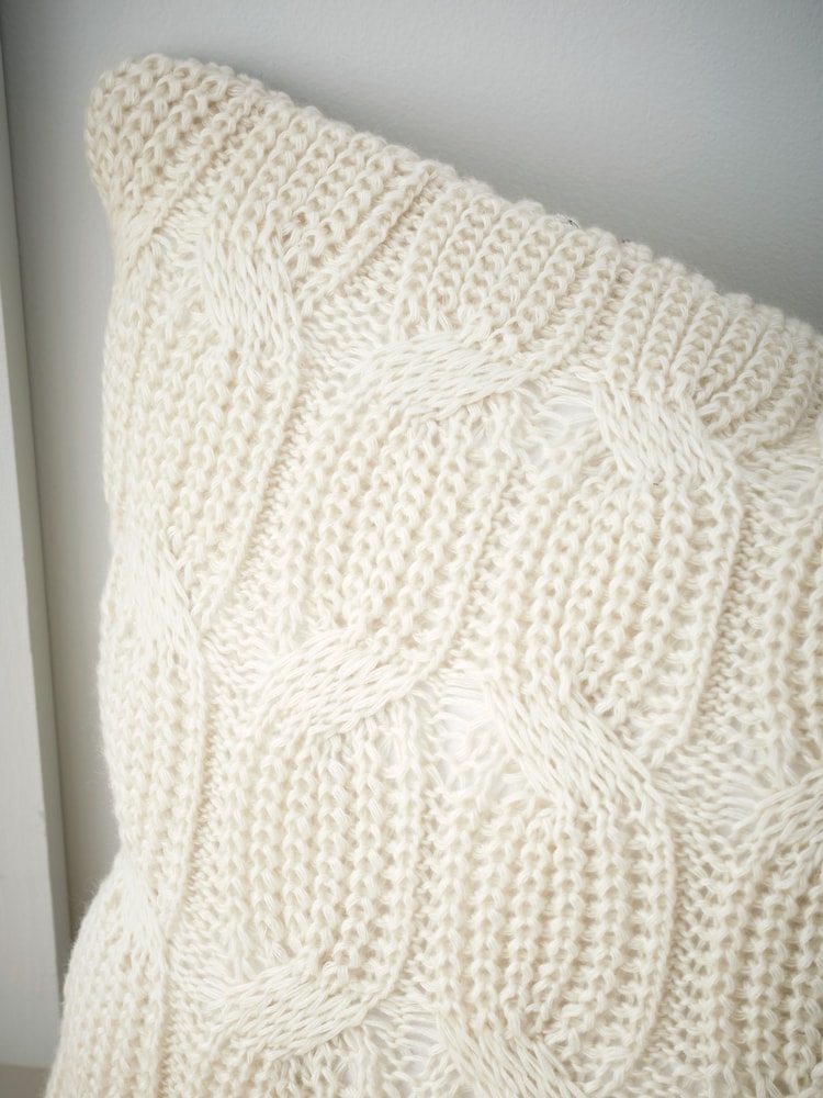 Catherine Lansfield Cream Chunky Marl Knit Cosy Cushion - Image 1 of 5
