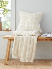 Catherine Lansfield Cream Chunky Marl Knit Cosy Cushion - Image 3 of 5