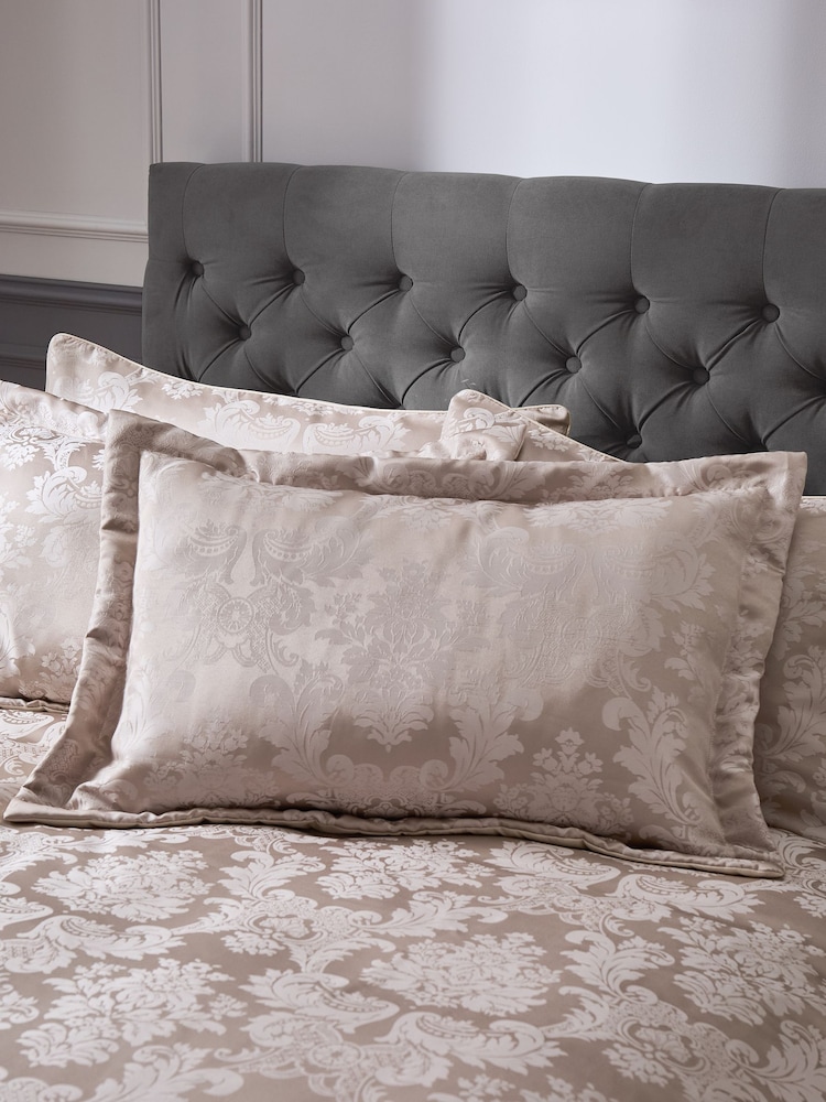 Catherine Lansfield Champagne Damask Jacquard Quilted Pillowsham Pair - Image 1 of 2