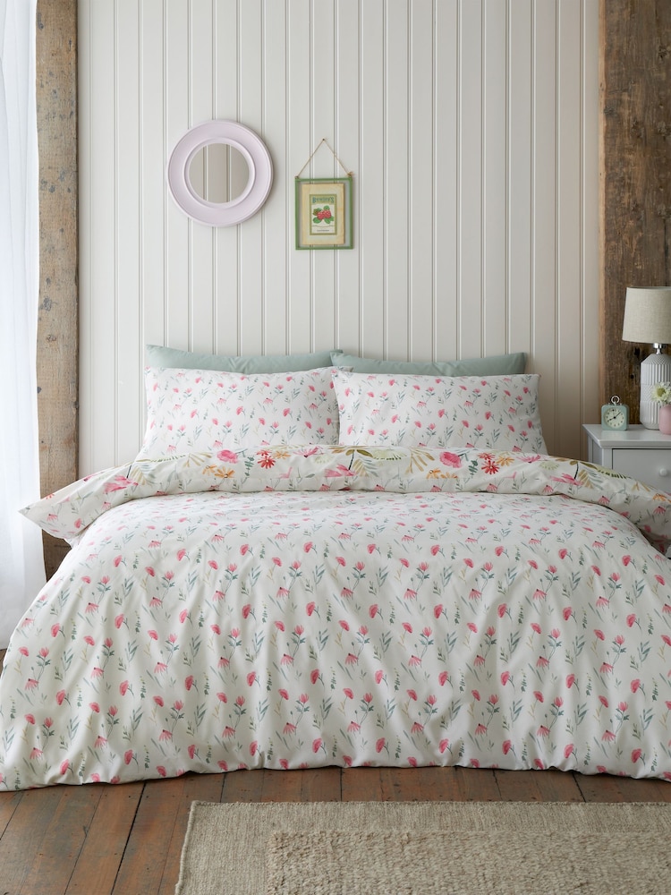 Catherine Lansfield Natural Ella Poppy Floral Reversible Duvet Cover Set - Image 2 of 5