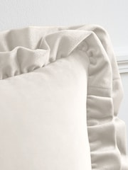 Catherine Lansfield Cream So Soft Velvet Double Frill Cushion - Image 2 of 3