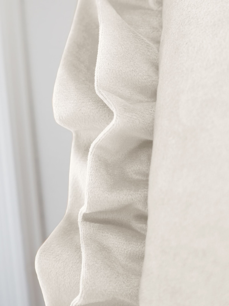Catherine Lansfield Cream So Soft Velvet Double Frill Cushion - Image 3 of 3