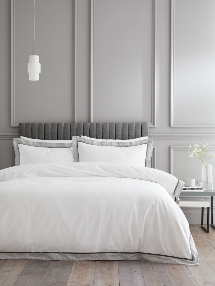 Bianca Silver Mayfair 200 Thread Count 100% Cotton Duvet Cover Set - Image 1 of 4
