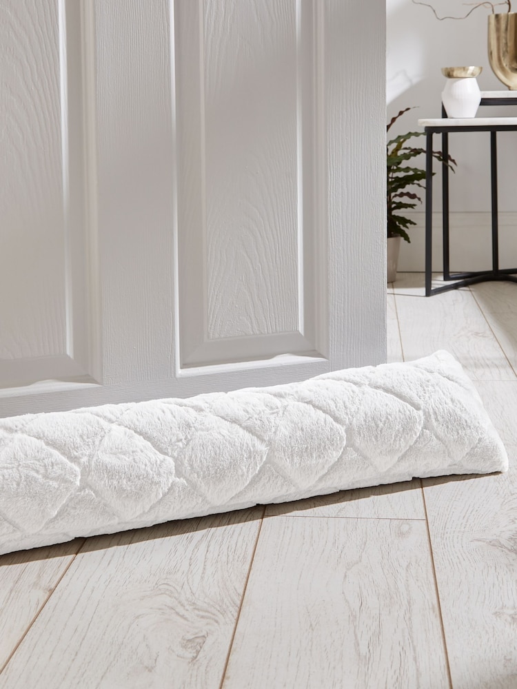 Catherine Lansfield White Cosy Diamond Fleece Draught Excluder - Image 1 of 2