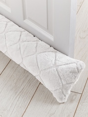 Catherine Lansfield White Cosy Diamond Fleece Draught Excluder - Image 2 of 2