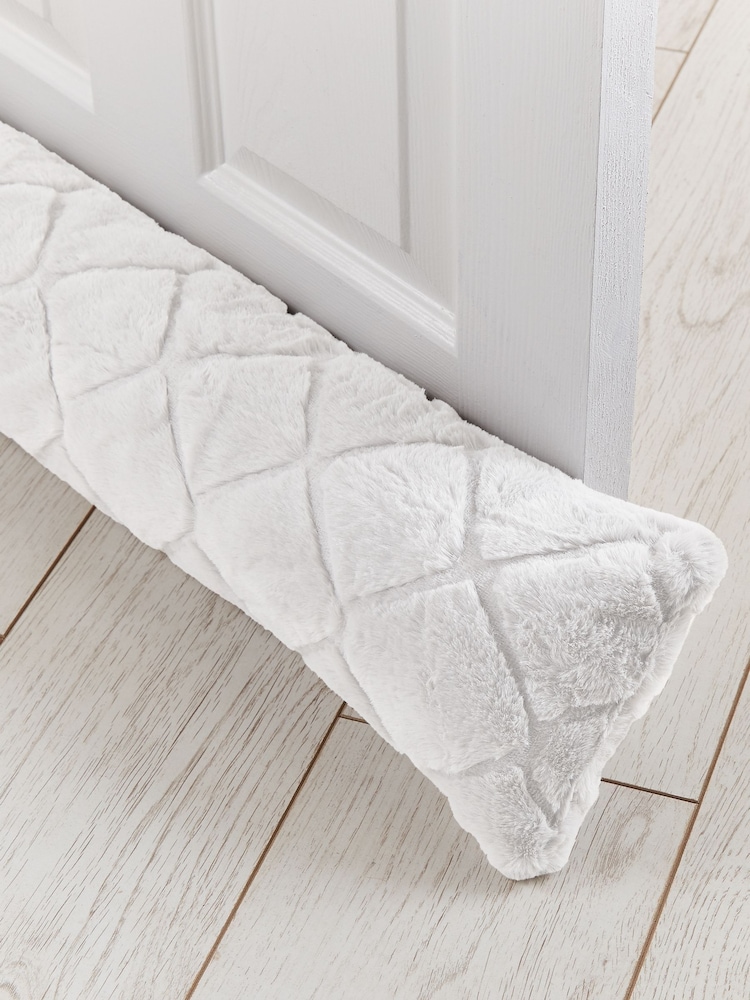 Catherine Lansfield White Cosy Diamond Fleece Draught Excluder - Image 2 of 2