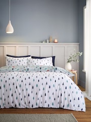 Bianca Blue Brushed 100% Cotton Winter Scene Duvet Cover Set - Image 2 of 5