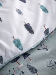 Bianca Blue Brushed 100% Cotton Winter Scene Duvet Cover Set - Image 5 of 5