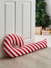 Catherine Lansfield White & Red Candy Cane Shaped Draught Excluder - Image 1 of 2