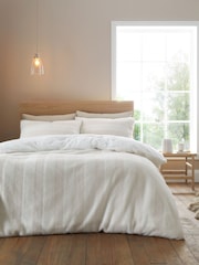 Bianca Cream Cosy Soft Stripe Faux Fur Duvet Cover Set - Image 1 of 4