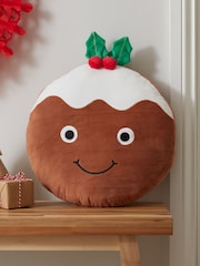 Catherine Lansfield Brown Christmas Pudding 3D Shaped Cushion - Image 1 of 2