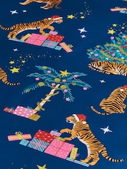 Catherine Lansfield Navy Blue Christmas Tiger Soft Satin Duvet Cover Set - Image 3 of 3