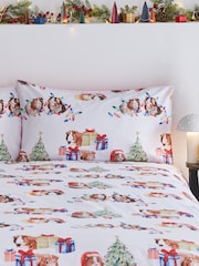 Catherine Lansfield White Red Christmas Guineapig Reversible Duvet Cover Set - Image 3 of 4