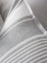 Bianca Silver Grey Brushed 100% Cotton Ticking Stripe Duvet Cover Set - Image 4 of 5