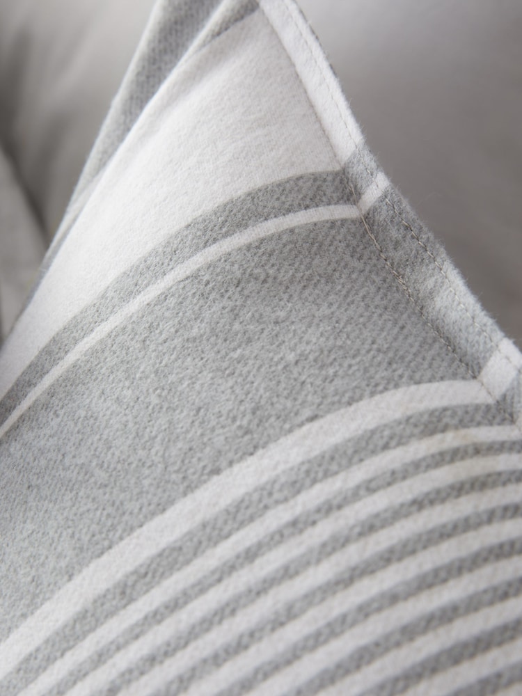 Bianca Silver Grey Brushed 100% Cotton Ticking Stripe Duvet Cover Set - Image 4 of 5
