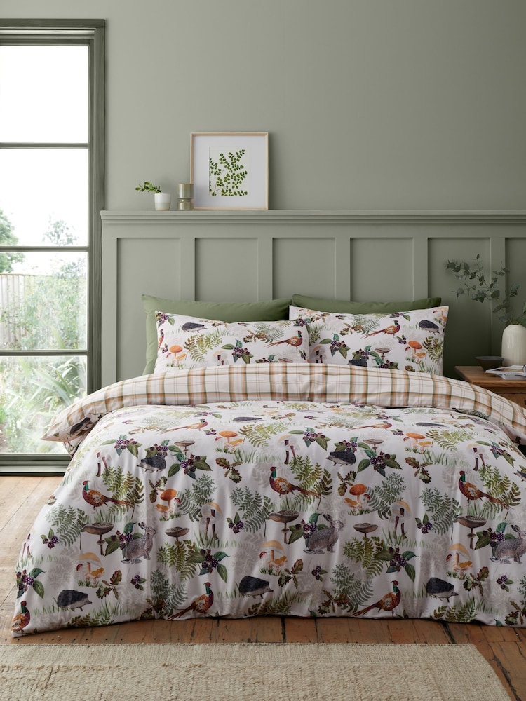 Catherine Lansfield Natural Soft Velvet Woodland Walk Duvet Cover Set - Image 2 of 6