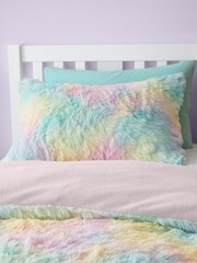 Catherine Lansfield Pastel Rainbow Cuddly Deep Pile Faux Fur Duvet Cover Set - Image 3 of 5