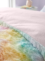 Catherine Lansfield Pastel Rainbow Cuddly Deep Pile Faux Fur Duvet Cover Set - Image 4 of 5