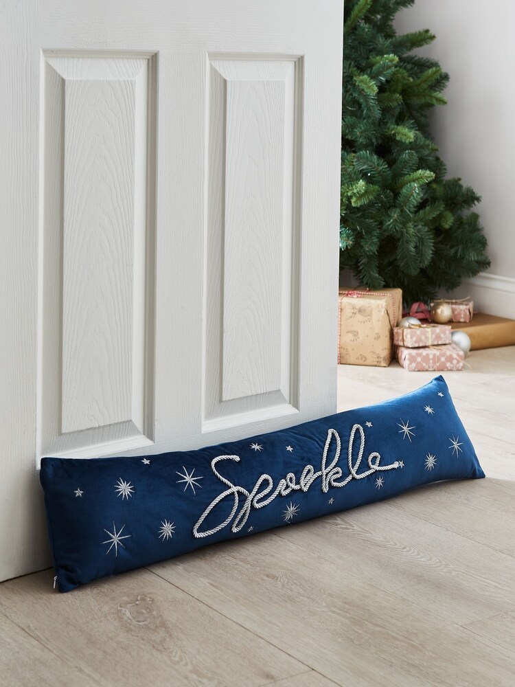 Catherine Lansfield Navy Blue Christmas Sparkle Draught Excluder - Image 1 of 2
