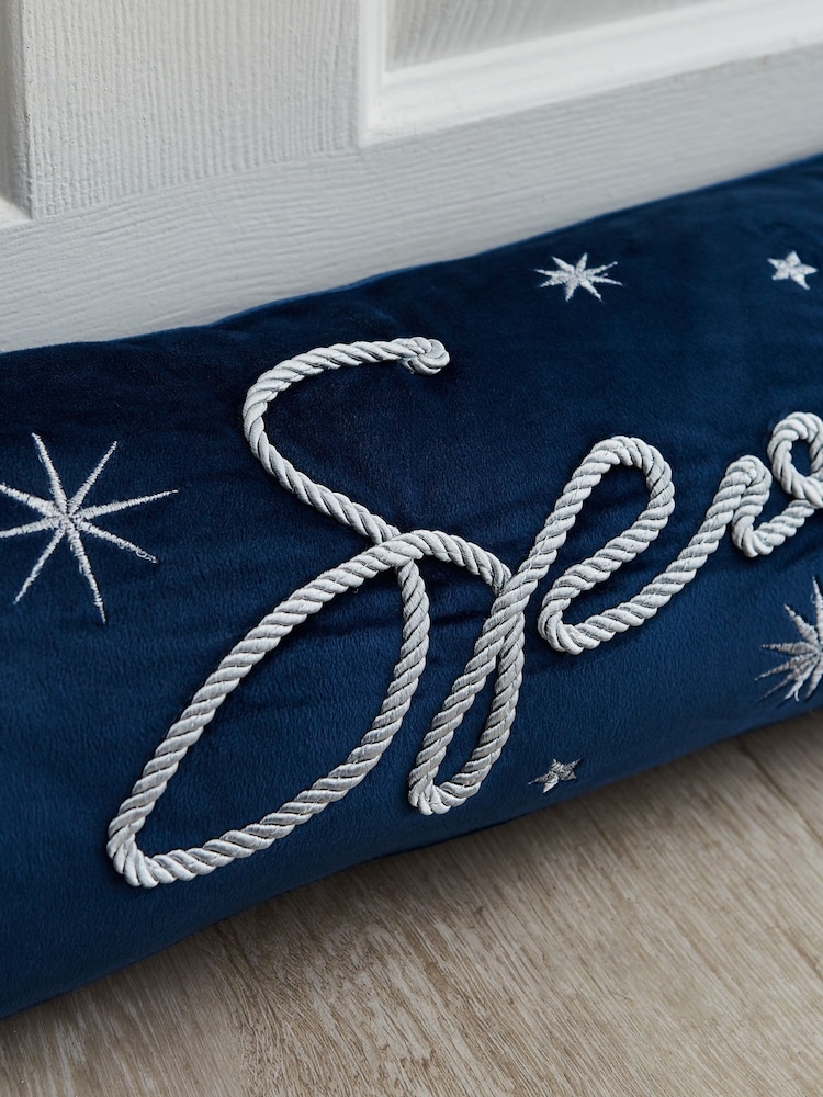 Catherine Lansfield Navy Blue Christmas Sparkle Draught Excluder - Image 2 of 2