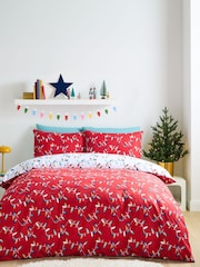 Catherine Lansfield Red Christmas Lights Reversible Duvet Cover Set - Image 1 of 4