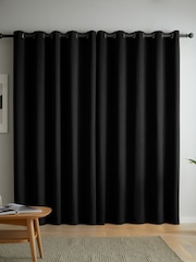 Catherine Lansfield Black Wilson Thermal Blackout Lined Eyelet Curtains - Image 2 of 3