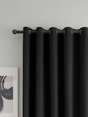 Catherine Lansfield Black Wilson Thermal Blackout Lined Eyelet Curtains - Image 3 of 3