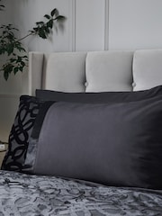 Catherine Lansfield Black Lattice Cut Velvet Duvet Cover and Pillowcase Set - Image 2 of 3