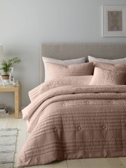 Catherine Lansfield Clay Lennon Stripe Duvet Cover Set - Image 1 of 3