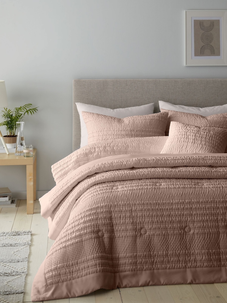 Catherine Lansfield Clay Lennon Stripe Duvet Cover Set - Image 1 of 3
