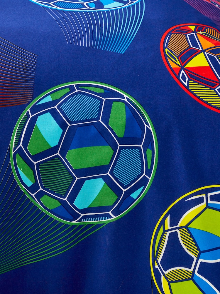 Catherine Lansfield Navy Blue Bright Football Reversible Duvet Cover Set - Image 4 of 4
