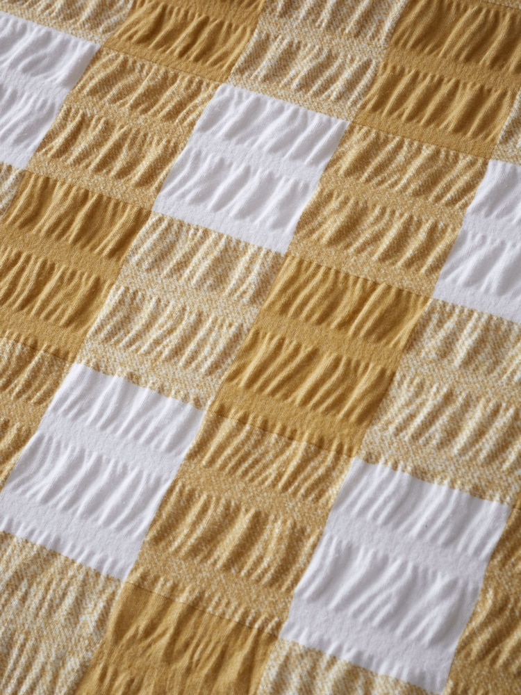Catherine Lansfield Caramel Brushed Seersucker Gingham Check Duvet Cover Set - Image 5 of 5