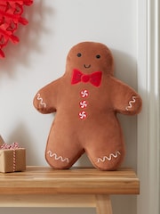 Catherine Lansfield Brown Christmas Gingerbread 3D Shaped Cushion - Image 1 of 2
