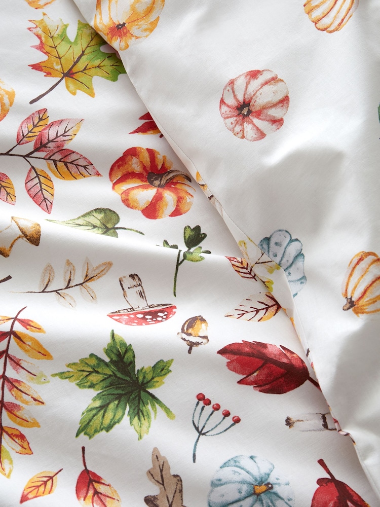 Catherine Lansfield Orange Autumn Pumpkins Reversible Duvet Cover Set - Image 4 of 4