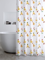 Catherine Lansfield White Christmas Quacker Ducks Shower Curtain - Image 1 of 3