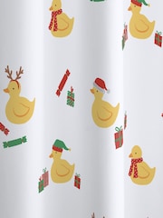 Catherine Lansfield White Christmas Quacker Ducks Shower Curtain - Image 3 of 3