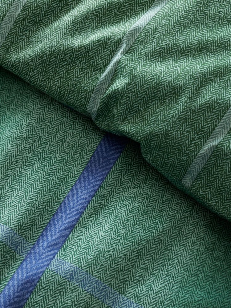 Catherine Lansfield Green Brushed 100% Cotton Melrose Tweed Check Duvet Cover Set - Image 4 of 6