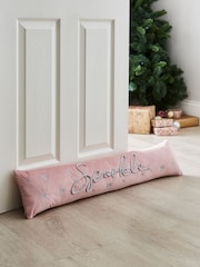 Catherine Lansfield Blush Pink Christmas Sparkle Draught Excluder - Image 1 of 2
